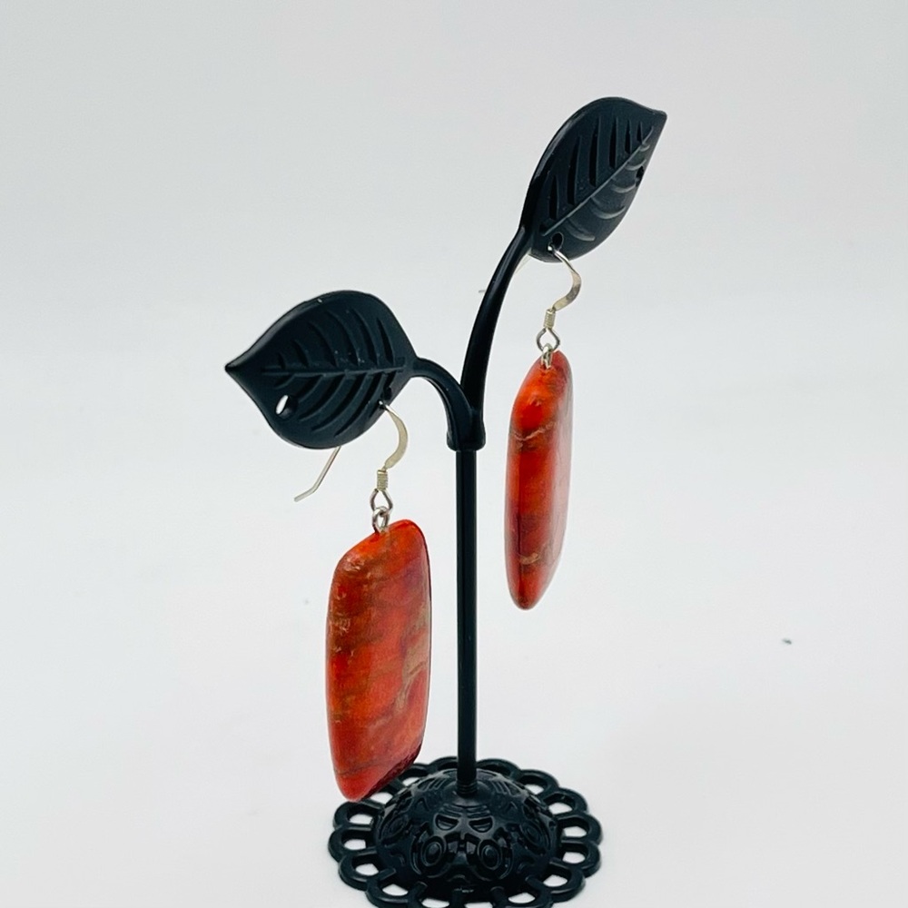 Handcrafted Red Jasper Rectangular Stone Pierced … - image 8